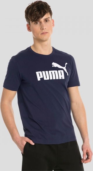 Niebieski t-shirt Puma z krótkim rękawem z bawełny