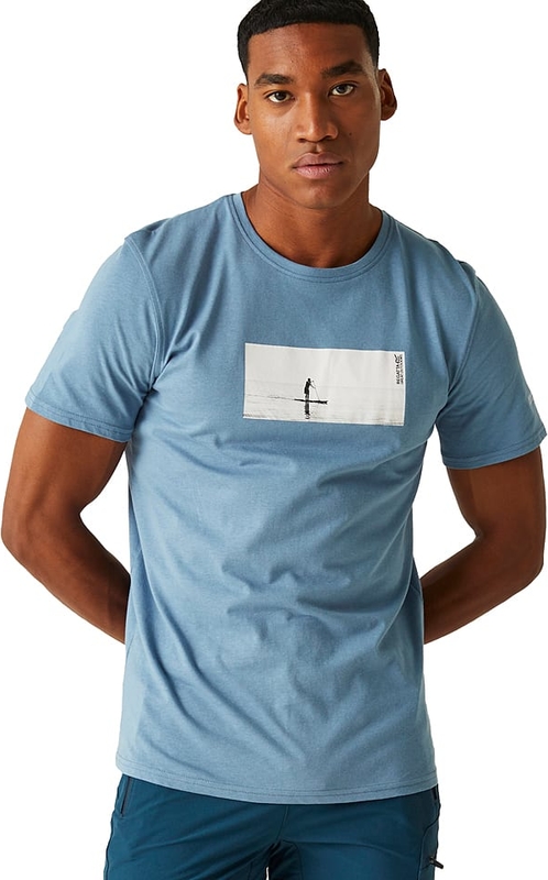 Niebieski t-shirt Regatta w sportowym stylu z bawełny z krótkim rękawem