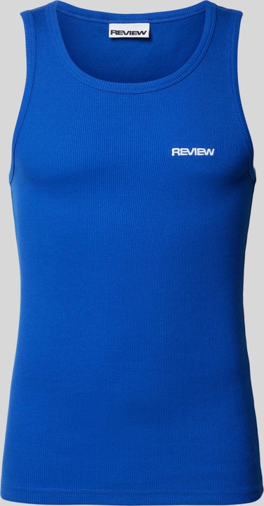 Niebieski t-shirt Review z bawełny w sportowym stylu