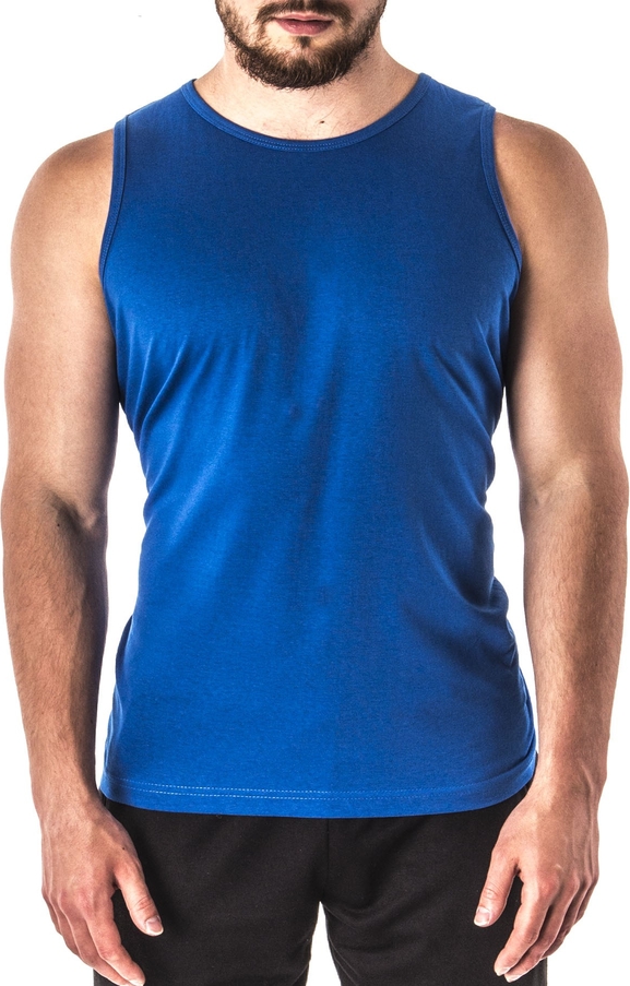 Niebieski t-shirt Risardi w stylu casual z krótkim rękawem
