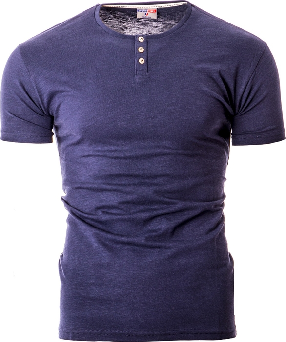 Niebieski t-shirt Risardi z krótkim rękawem z bawełny w stylu casual