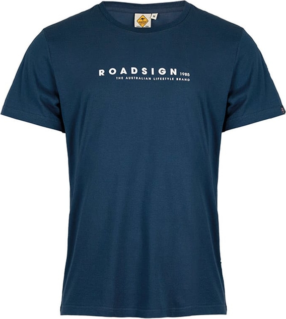 Niebieski t-shirt Roadsign w młodzieżowym stylu z bawełny z krótkim rękawem