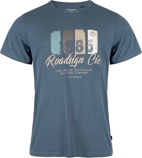 Niebieski t-shirt Roadsign z bawełny z krótkim rękawem
