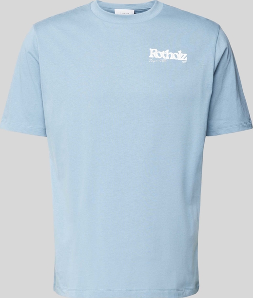 Niebieski t-shirt Rotholz w młodzieżowym stylu z bawełny z krótkim rękawem