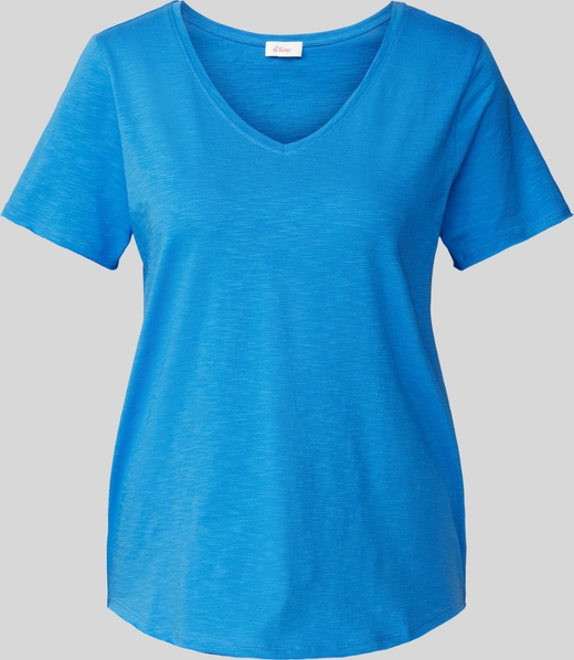 Niebieski t-shirt S.Oliver w stylu casual z krótkim rękawem