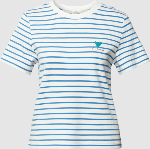 Niebieski t-shirt S.Oliver z okrągłym dekoltem w stylu casual