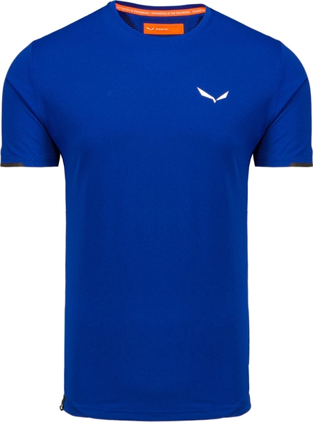 Niebieski t-shirt Salewa z krótkim rękawem w sportowym stylu z tkaniny