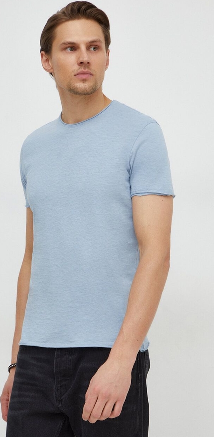 Niebieski t-shirt Sisley z krótkim rękawem w stylu casual