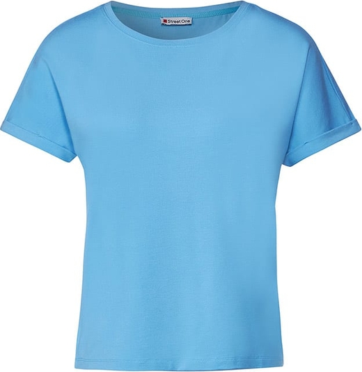 Niebieski t-shirt STREET ONE z krótkim rękawem w stylu casual z okrągłym dekoltem
