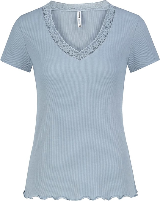 Niebieski t-shirt SUBLEVEL w stylu casual z bawełny z krótkim rękawem
