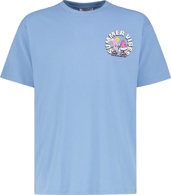 Niebieski t-shirt SUBLEVEL z bawełny w młodzieżowym stylu