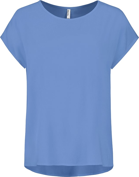 Niebieski t-shirt SUBLEVEL z okrągłym dekoltem z krótkim rękawem