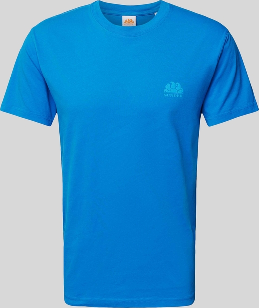 Niebieski t-shirt Sundek z krótkim rękawem z nadrukiem