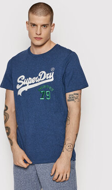 Niebieski t-shirt Superdry w młodzieżowym stylu