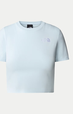 Niebieski t-shirt The North Face z krótkim rękawem w sportowym stylu z okrągłym dekoltem