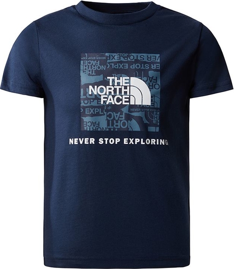 Niebieski t-shirt The North Face z krótkim rękawem w stylu klasycznym