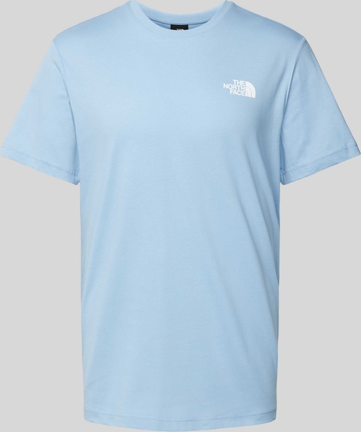 Niebieski t-shirt The North Face z krótkim rękawem z nadrukiem