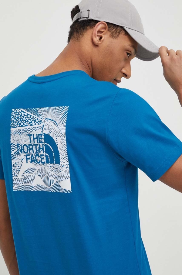 Niebieski t-shirt The North Face z nadrukiem