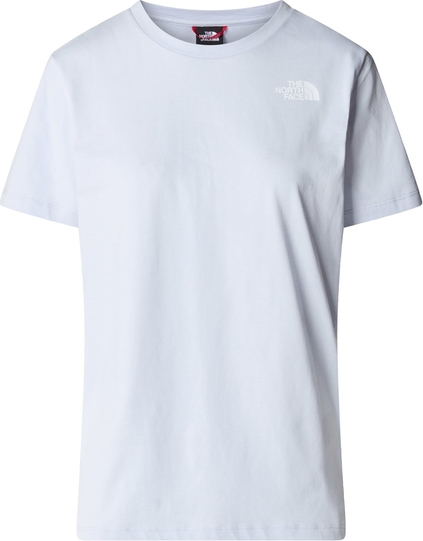 Niebieski t-shirt The North Face z okrągłym dekoltem z krótkim rękawem w sportowym stylu