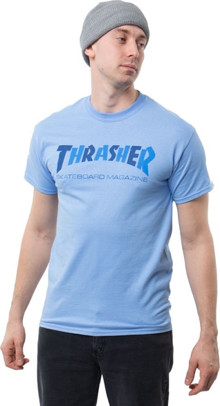 Niebieski t-shirt Thrasher z krótkim rękawem w młodzieżowym stylu z bawełny