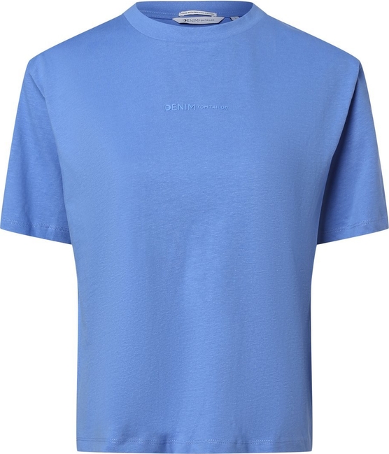 Niebieski t-shirt Tom Tailor Denim w stylu casual z bawełny z krótkim rękawem