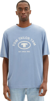Niebieski t-shirt Tom Tailor w młodzieżowym stylu z krótkim rękawem