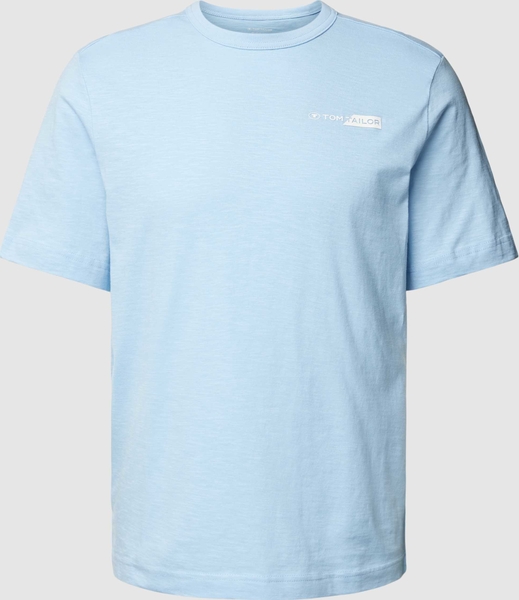 Niebieski t-shirt Tom Tailor z krótkim rękawem w stylu casual z bawełny