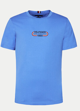 Niebieski t-shirt Tommy Hilfiger w młodzieżowym stylu z krótkim rękawem