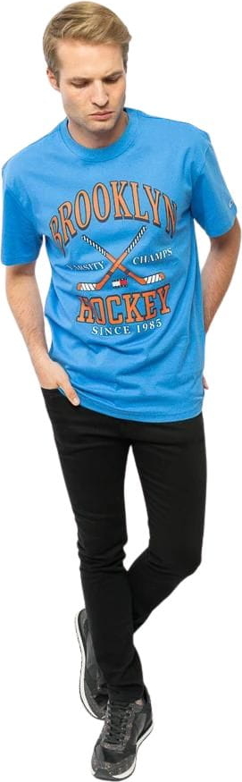 Niebieski t-shirt Tommy Hilfiger w młodzieżowym stylu z krótkim rękawem z bawełny