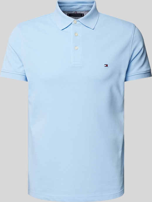 Niebieski t-shirt Tommy Hilfiger z bawełny w stylu casual z krótkim rękawem