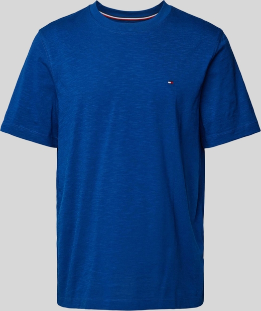Niebieski t-shirt Tommy Hilfiger z bawełny z krótkim rękawem