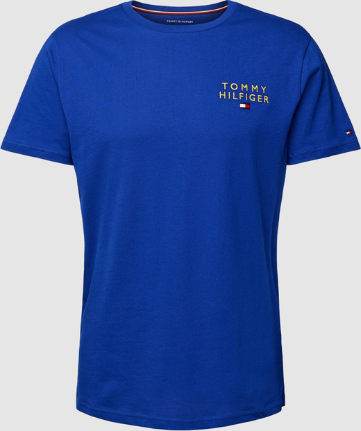 Niebieski t-shirt Tommy Hilfiger z krótkim rękawem w stylu casual z bawełny