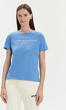 Niebieski t-shirt Tommy Hilfiger z okrągłym dekoltem