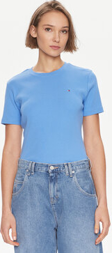 Niebieski t-shirt Tommy Hilfiger z okrągłym dekoltem z krótkim rękawem