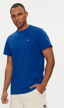 Niebieski t-shirt Tommy Jeans w stylu casual z krótkim rękawem
