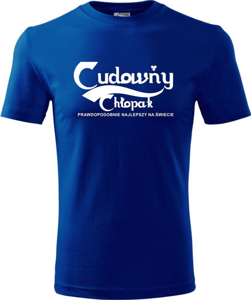 Niebieski t-shirt TopKoszulki.pl w młodzieżowym stylu z bawełny z krótkim rękawem