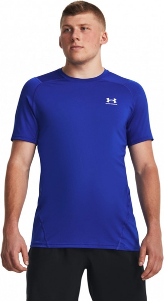 Niebieski t-shirt Under Armour termoaktywny w sportowym stylu z krótkim rękawem