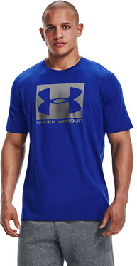 Niebieski t-shirt Under Armour w sportowym stylu z krótkim rękawem