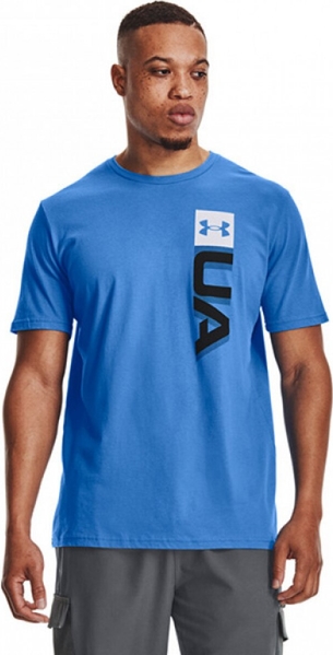 Niebieski t-shirt Under Armour z krótkim rękawem z bawełny w sportowym stylu