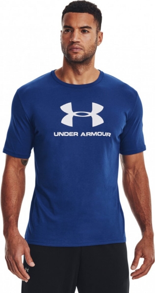Niebieski t-shirt Under Armour z krótkim rękawem z nadrukiem