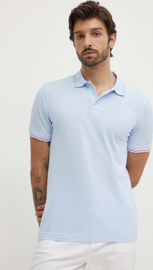 Niebieski t-shirt United Colors Of Benetton z krótkim rękawem w stylu casual z bawełny