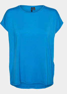 Niebieski t-shirt Vero Moda z krótkim rękawem z okrągłym dekoltem w stylu casual