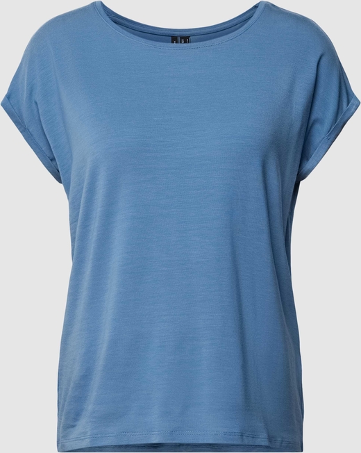 Niebieski t-shirt Vero Moda z okrągłym dekoltem z krótkim rękawem