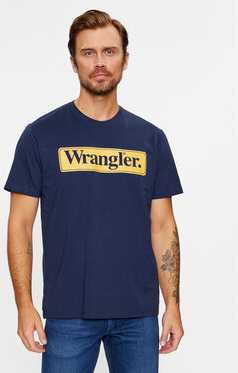 Niebieski t-shirt Wrangler z krótkim rękawem