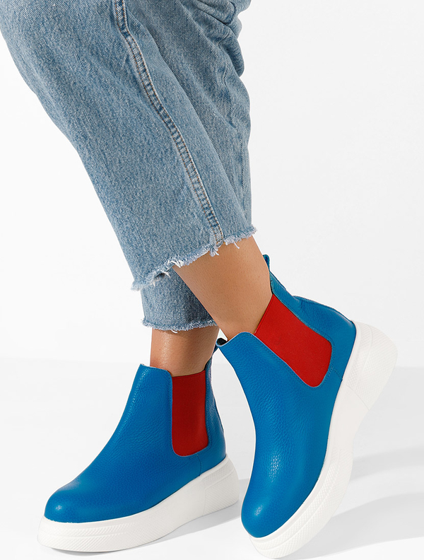 Niebieskie botki Zapatos z płaską podeszwą w stylu casual