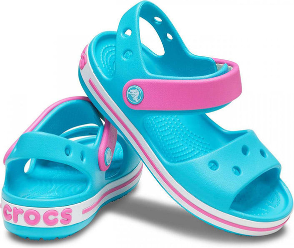 Niebieskie buty dziecięce letnie Crocs dla dziewczynek na rzepy