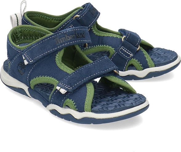 Niebieskie buty dziecięce letnie Timberland na rzepy z zamszu