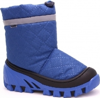 Niebieskie buty dziecięce zimowe Bartek z wełny na rzepy dla chłopców
