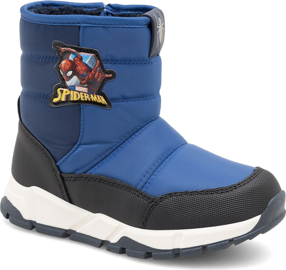 Niebieskie buty dziecięce zimowe Spiderman Ultimate dla chłopców na rzepy
