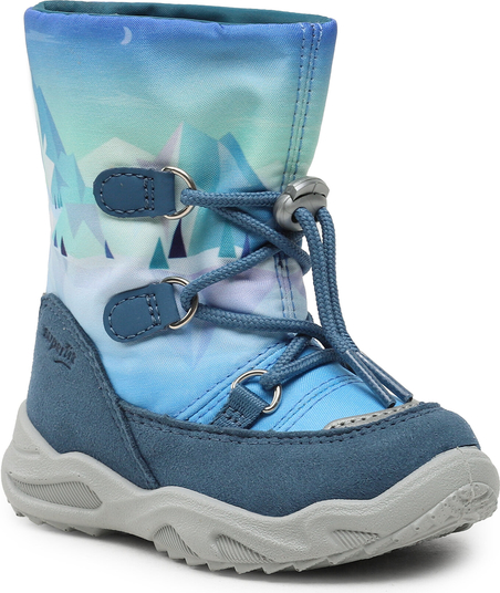 Niebieskie buty dziecięce zimowe Superfit sznurowane z goretexu